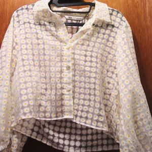 Zara Button Down Sunflower Blouse